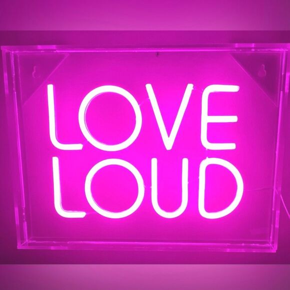 Love Loud Pink LED Neon Light - 14.5” x 10.5” - Picture 1 of 3